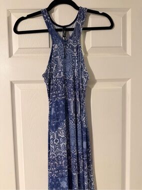Blue Geometric Print maxi dress